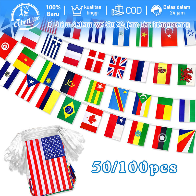 Bendera Renceng 100 Negara Dunia Bendera 100 Negara Untuk Dekorasi Bendera Renceng Dekorasi Negara D
