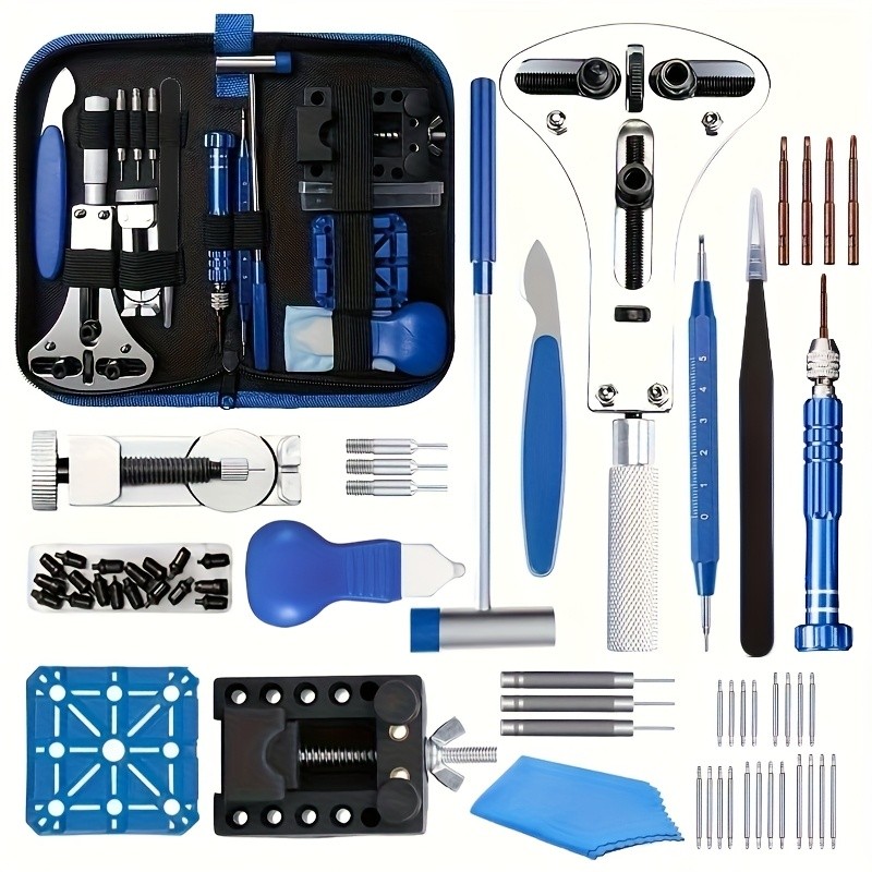 212pcs Watch Opener Repair Tool Kit Clock Pry  Screwdriver Pin Hammer Set Watchmaker Band Link Clock