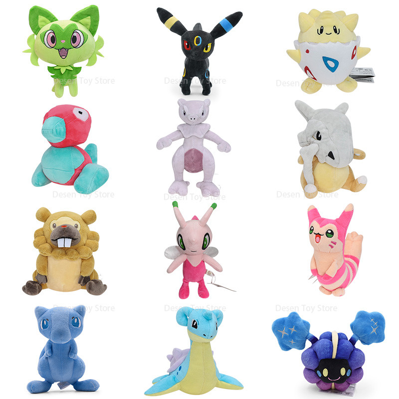 14 Styles Pokemon Plush Sprigatito Shiny Umbreon Togepi Porygon Mewtwo Cubone Soft Stuffed Toys Doll