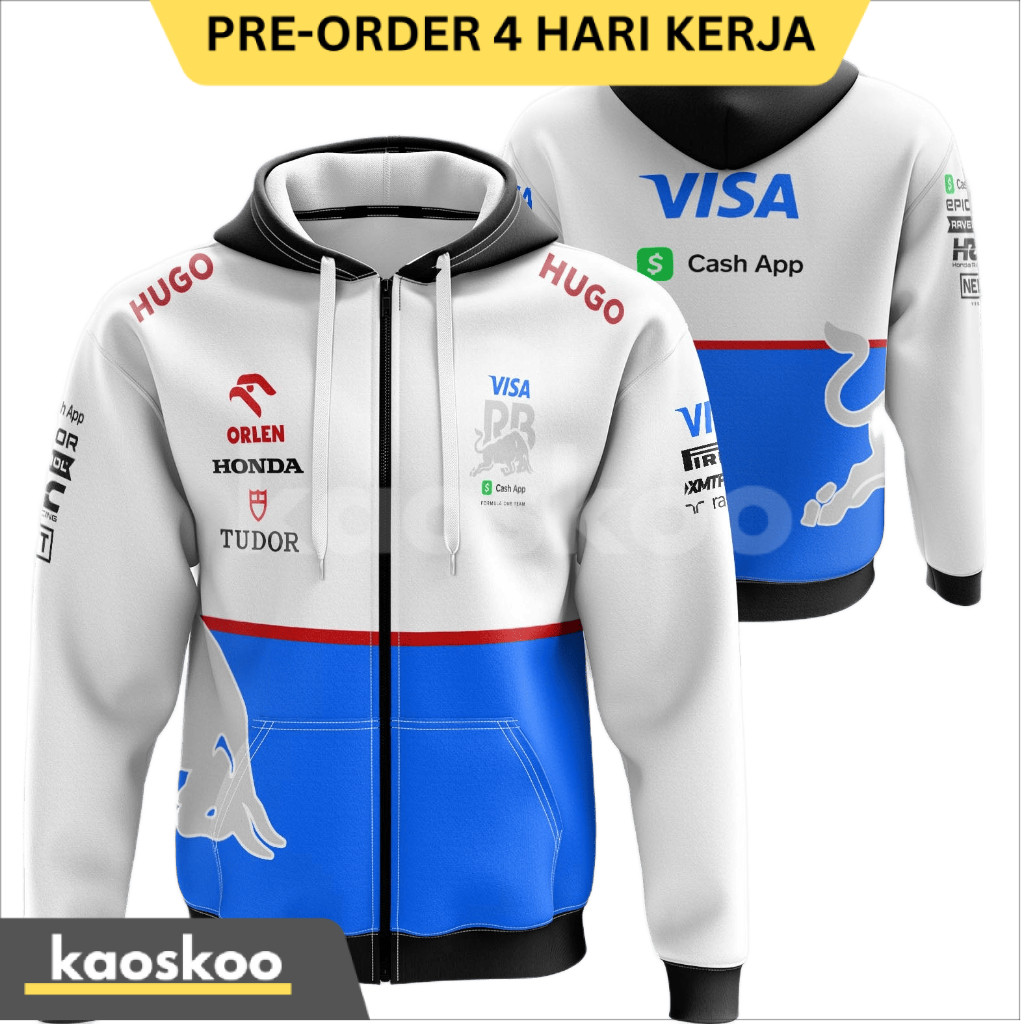 Jaket F1 Redbull Visa Cash App Hoodie Zipper