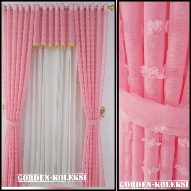 DIMSTORE 1 Set Gorden Poni Jendela Atas Pintu Tengah Ruang Tamu Panjang 250 cm 135 cm Gorden Mewah D