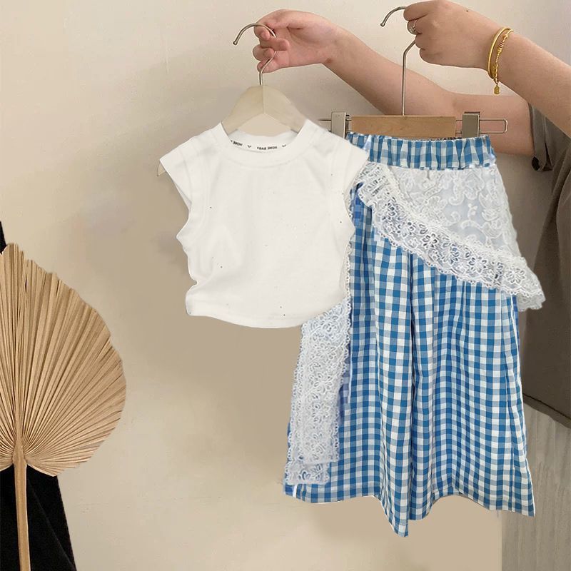 Sayap Mungil Set Baju Lengan Pendek Anak Perempuan, Gaun Panjang Anak Perempuan Mori