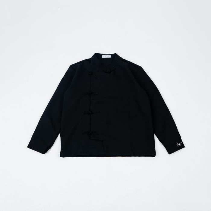 Geld Importaint -Cheongsam Longshirt | Kemeja Cheongsam Polos Pria Dan Wanita - BLACK, LARGE