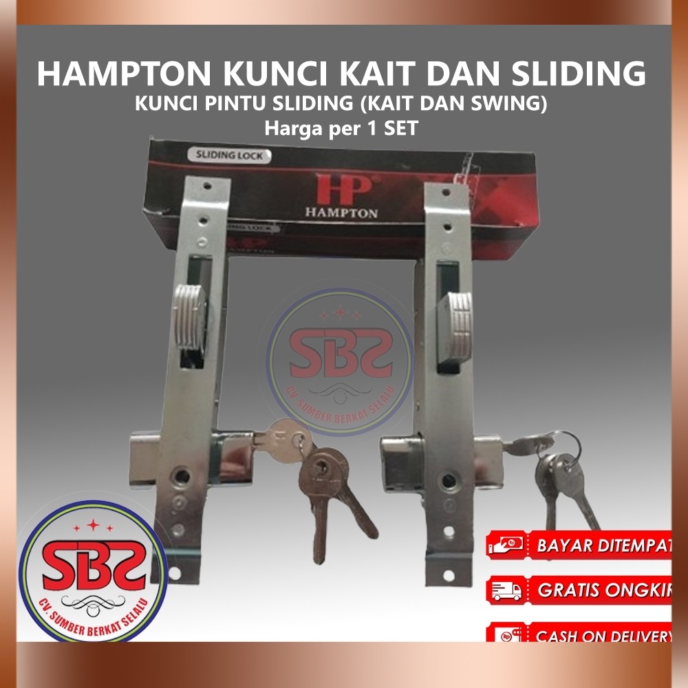 HAMPTON KUNCI PINTU ALUMUNIUM SLIDING MODEL KAIT DAN SWING