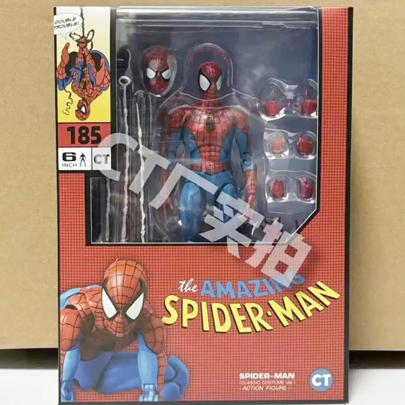New CT Toys Spiderman Figure Mafex 185 Miles Morales 2099 Classic Costume Spider-Man Action Figure A