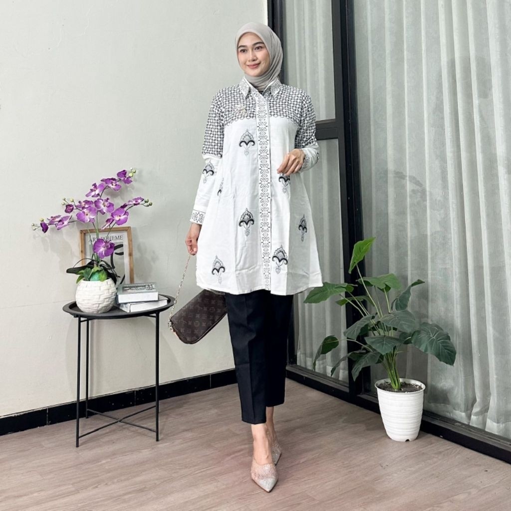Tunik Wanita KAYANA Oversize Motif Kopi Kawung - Tunik Wanita Jumbo Size / Tunik Wanita Murah