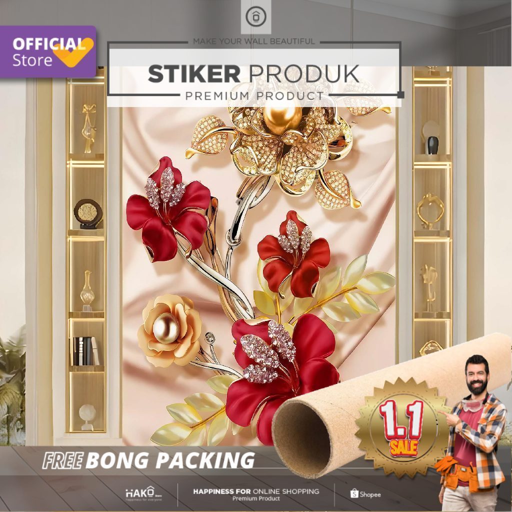 Stiker Dinding | Stiker Dinding Bunga 3D | Stiker Dinding Motif Bunga 3D | Stiker Dinding Gambar Bun