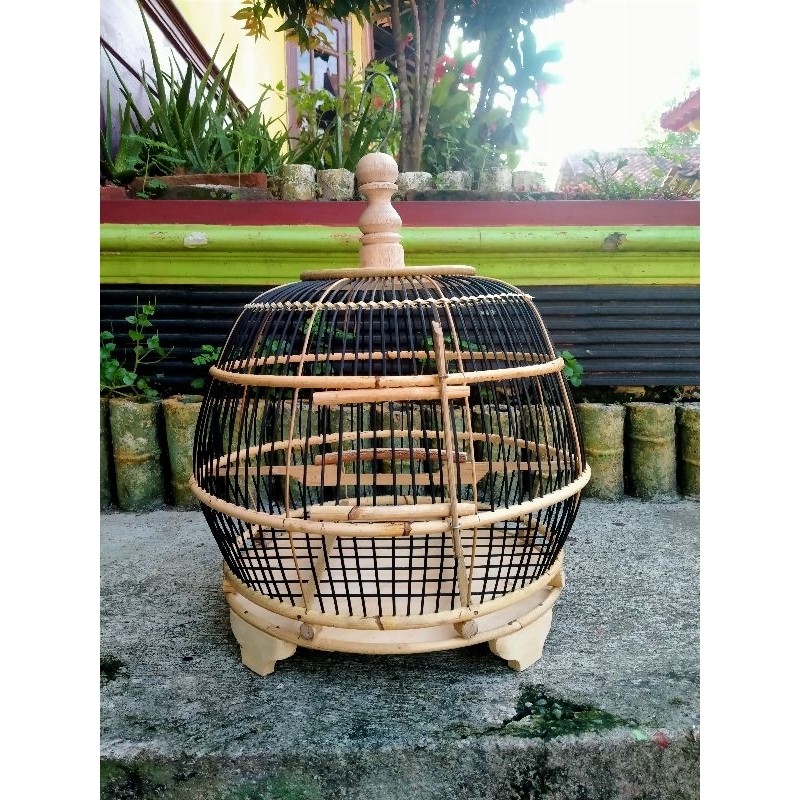 Sangkar Burung Perkutut Model Minion Jeruji Hitam Ambrukan