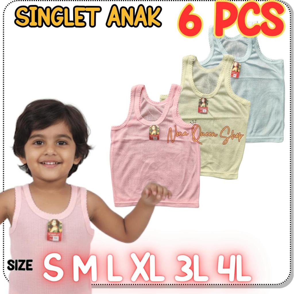 6 PCS SINGLET ANAK BALITA PAUD TK SD UNISE KAOS DALAM ANAK COWOK CEWEK ADEM