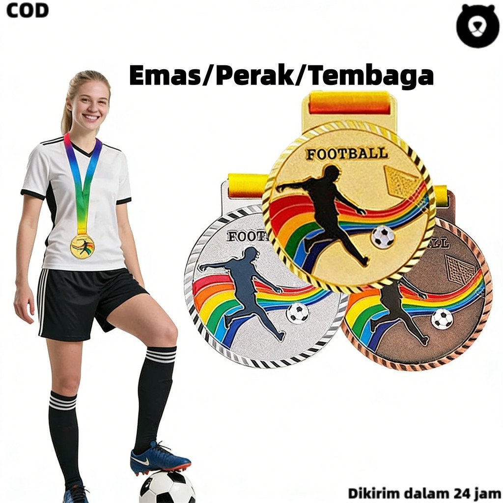 Medali Emas Perak Perunggu Medali Kejuaraan Medali Juara 123 Sepak Bola Logam Medalion Mendali Pengh