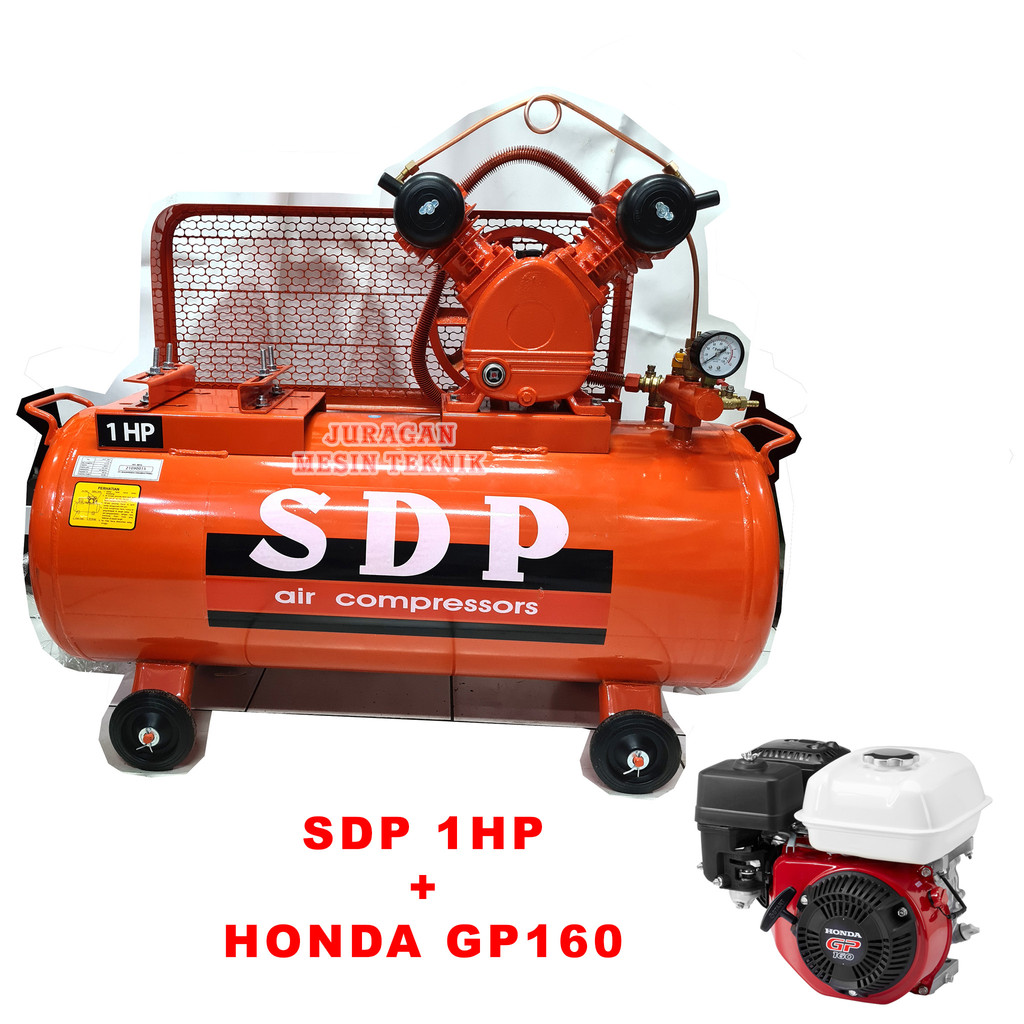 Mesin Kompresor Bensin 1HP SDP + Engine Penggerak Honda GP160
