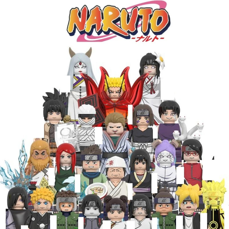 8pcs Naruto Sasuke Sakura Kakashi Obito Jiraiya Tsunade Anime Mini Man Blocks Figure WM6152