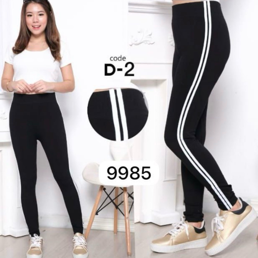 LEGGING 2 LIST PUTIH TEBAL IMPORT / LEGGING LIST PUTIH PREMIUM JUMBO TERMURAH (COD)