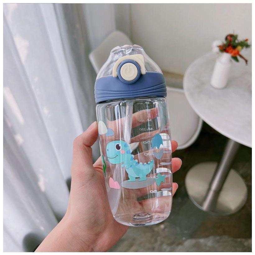 Botol Minum Sedotan Karakter Anak-Anak Bening 450ml BPA FREE  Kitchenware