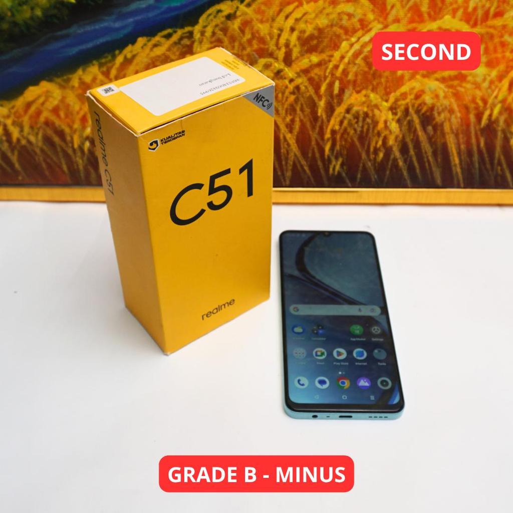 REALME C51 4/128 GB GRADE B - MINUS HP SECOND ORIGINAL SINAR MUTIARA CELL