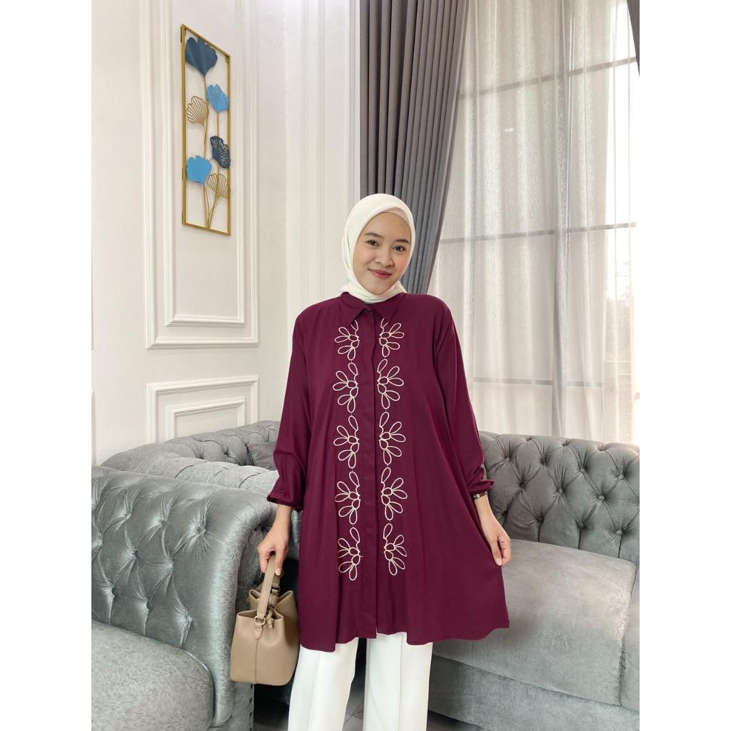 Windy Tunik Bordir Wanita Baju Panjang Muslim Atasan