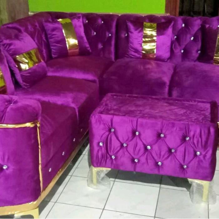 sofa l sudut turky/sofa elegan/sofa murah/sofa minimalis/accesoris sofa - ungu muda