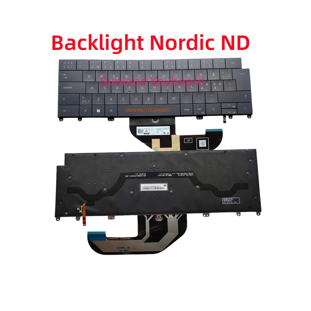 New UK Norc ND Backlight Keyboard FOR  DELL XPS 13 PLUS 9320 XPS 9320 0P4FG2 P4FG2  Backlit EU