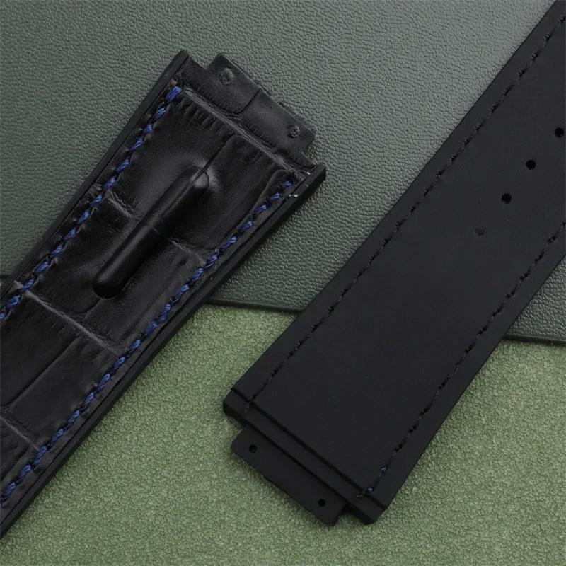Multiple Styles New Genuine Bamboo Leather Rubber Watchband For HUBLOT Strap For King Power Series 2