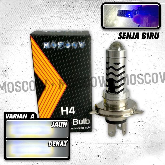 Lampu LED Utama H4 Laser gun AC DC 18watt 12-80V LED H4 SENJA BIRU DEVIL Vixion byson new scoopy cn 