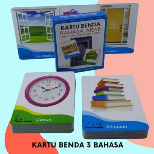 Kartu Benda 3 Bahasa - Mainan Edukasi Kartu tar Anak