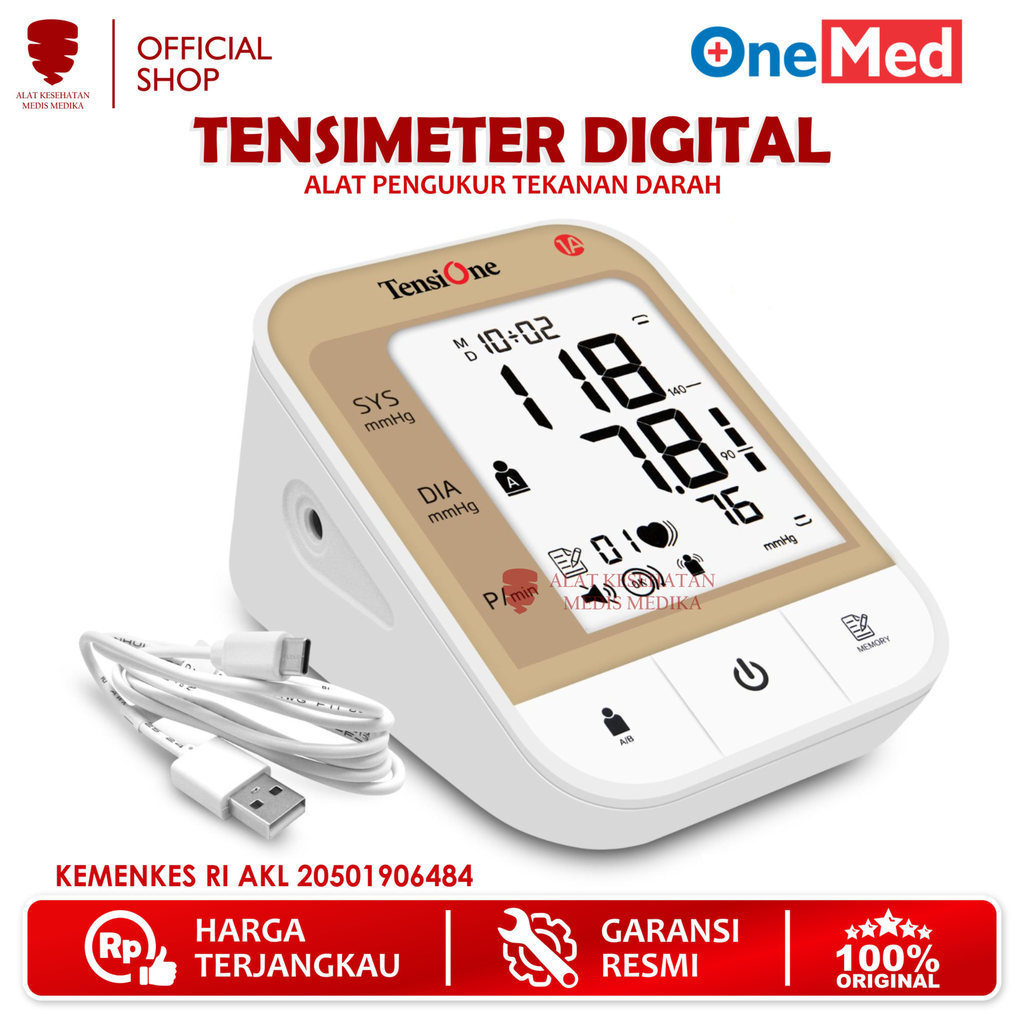 Onemed Tensimeter Digital Tensi + Usb Alat Ukur Darah TensiOne 1A Medis