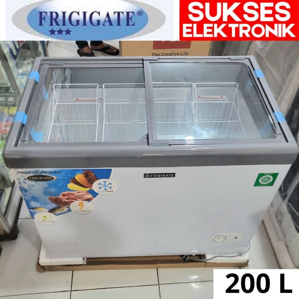 PROMO CHEST FREEZER SLIDING FRIGIGATE 200L F-210SDF / FREEZER BOX KACA 200 LITER 200L FREEZER ESKRIM