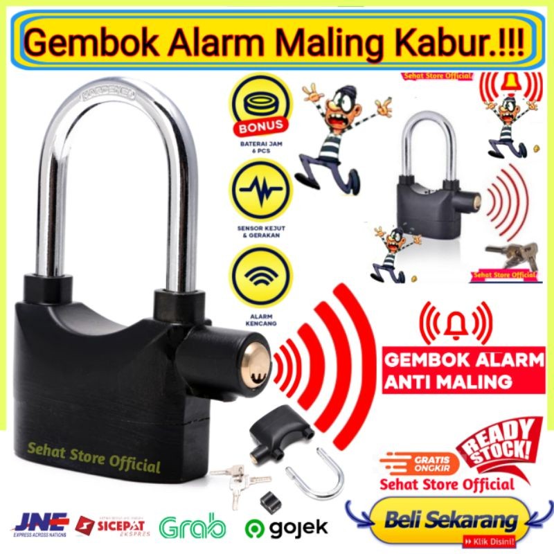 TERLARIS KUNCI GEMBOK Alarm Bunyi Kuat Kunci Gembok Anti Maling Konci Alaram Pintu Rumah Pager Mobil