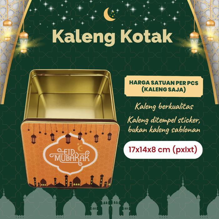 Kaleng kotak souvenir hampers Lebaran - Yellow Mubarak