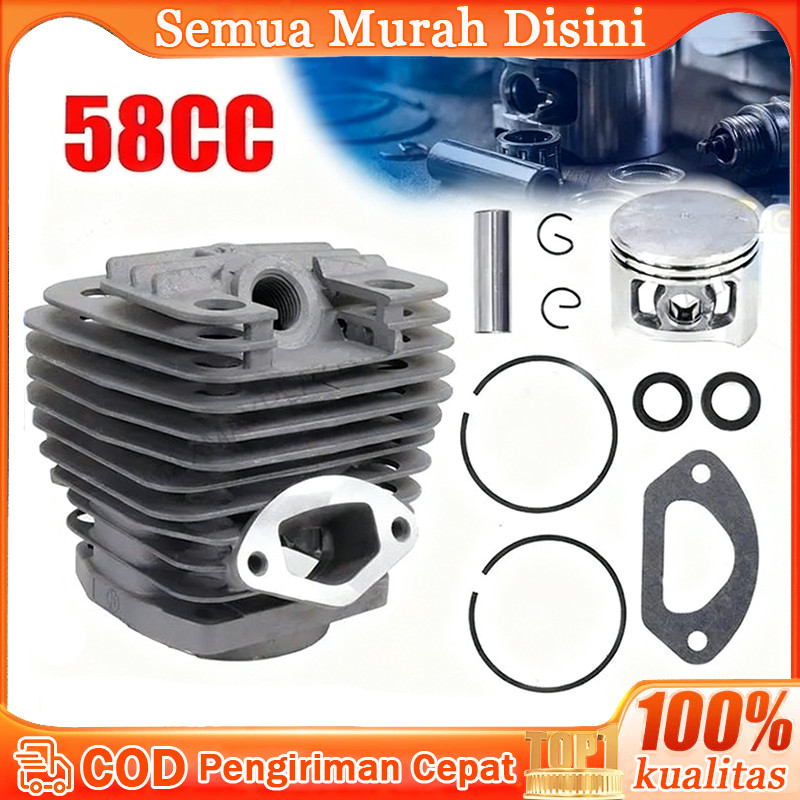 Cylinder Block Assy Komplit Blok Chainsaw 58cc Paking Kop Diameter 45.2mm Chainsaw komplit