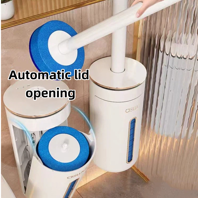 Replaceable Head Wallmounted sposable Toilet Brush Longhandled Toilet Cleaning Brush Bathroom Access