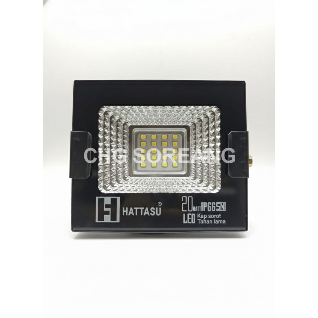 ​Lampu Sorot Outdoor LED Hattasu 20 Watt IP66 - Lampu Tembak Taman & Lapangan Tahan Air SNI