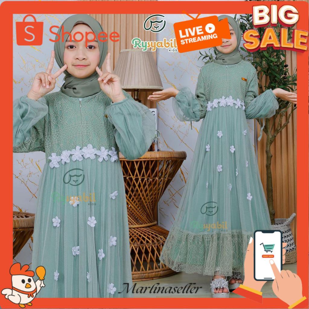 COD Gamis Anak Princesa Dres Pesta Brukat Tile Kondangan Maxi Dres Kekinian MRL