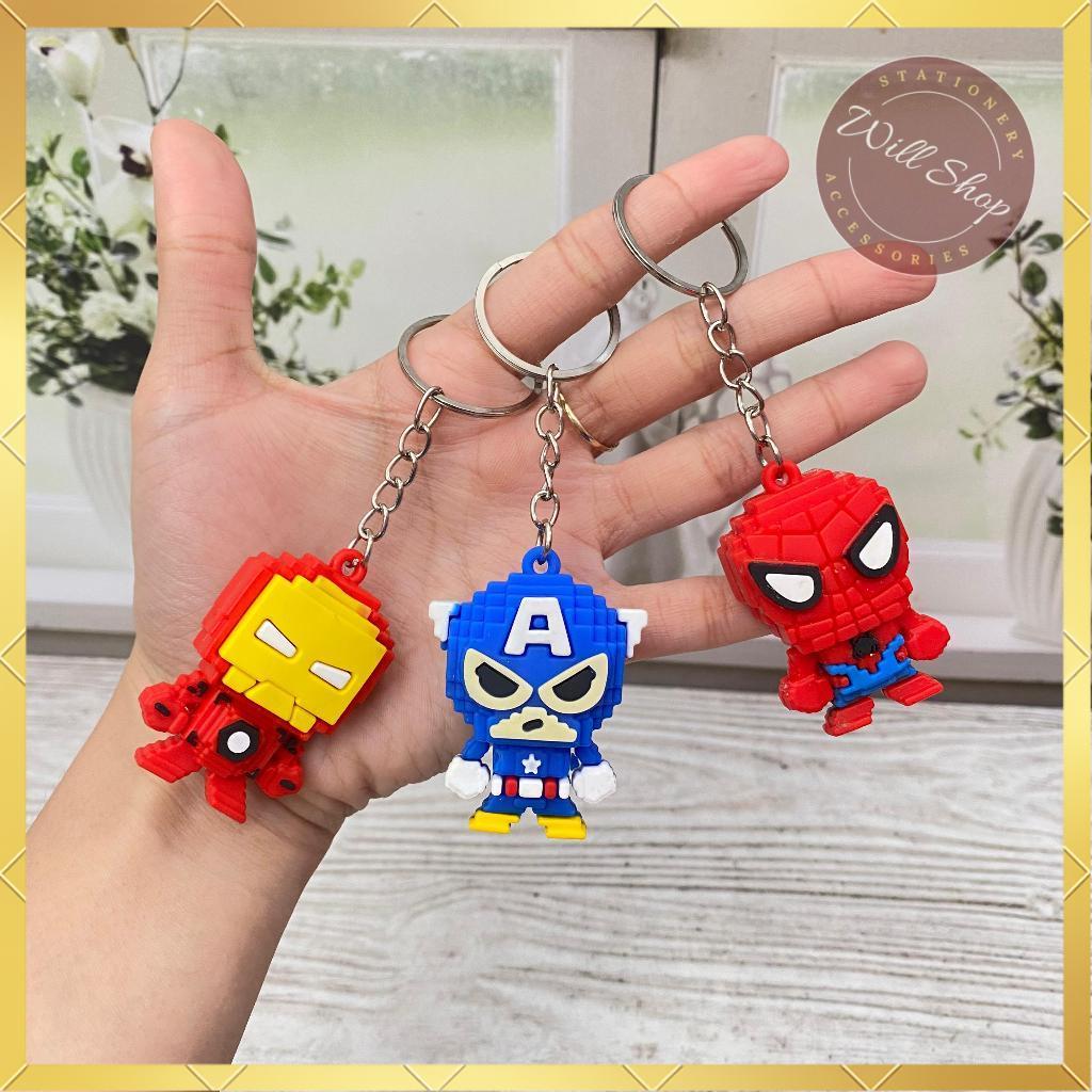 GANTUNGAN KUNCI KARTUN AVANGERS CPT.AMERIKA SPIDERMAN IRONMAN LEGO BRICK GK-1792 LUCU IMUT KEYCHAIN 
