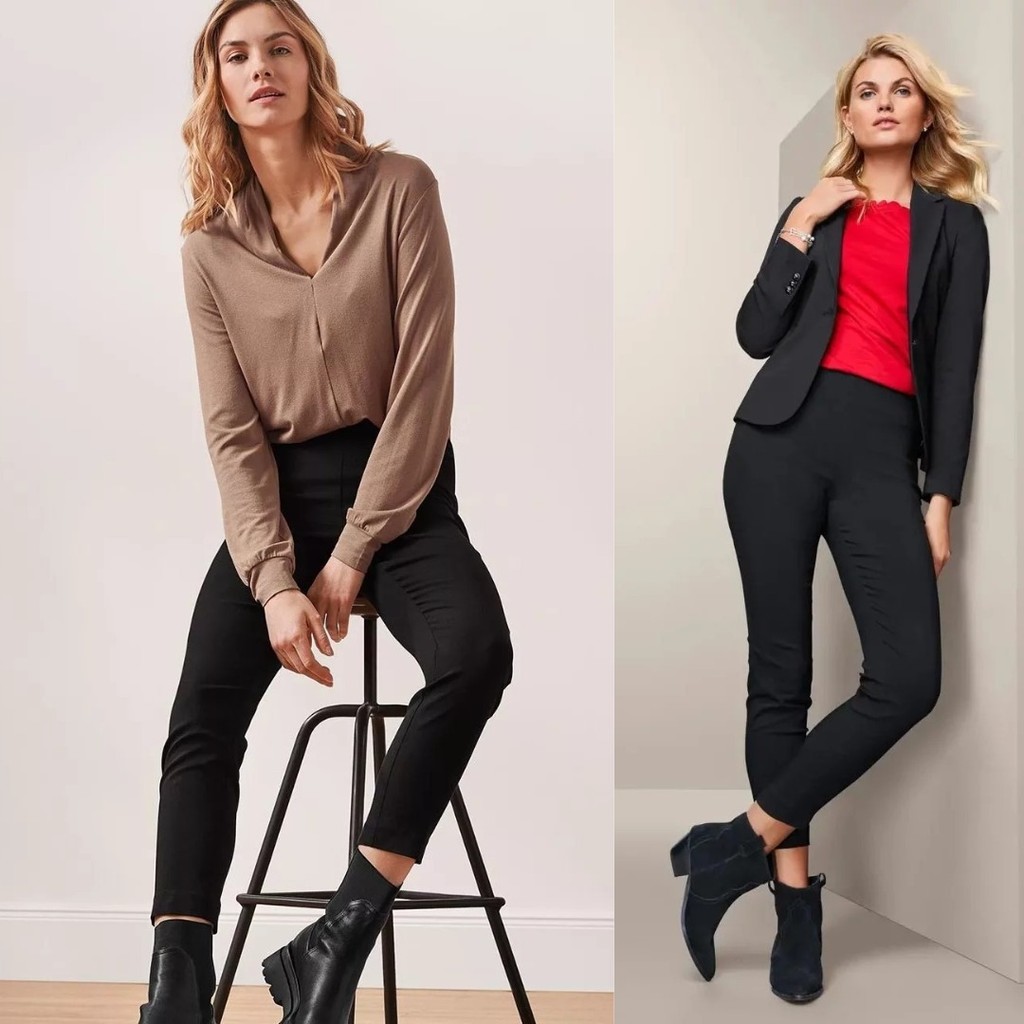 WARNAMU #1577 WOMEN'S ESSENTIALS BY TCHIBO SLIM FIT SOLID STRETCHABLE TROUSER PANTS