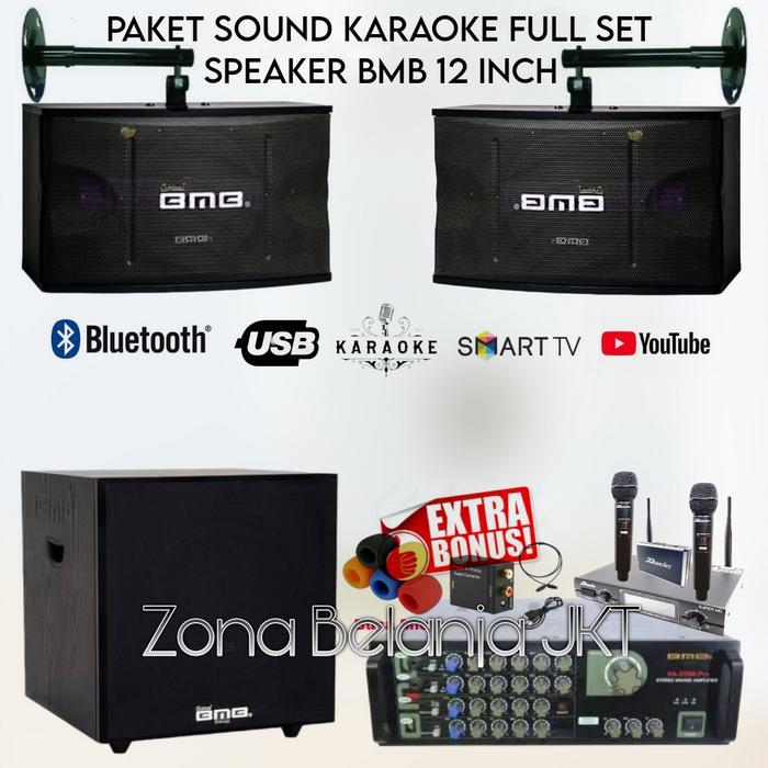 Paket Karaoke Sound System Set Speaker BMB 12 Inch + Subwoofer 12 Inch Amplifier BMB Garansi Origina