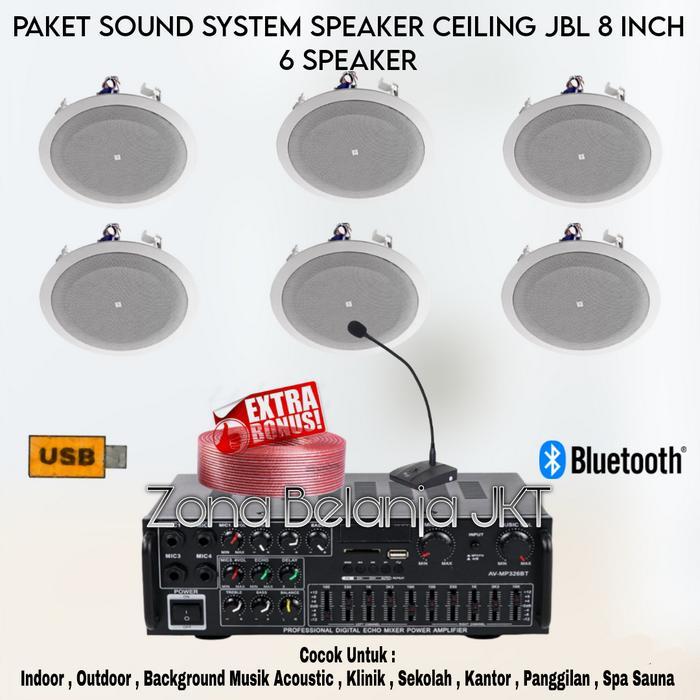 Paket Sound Cafe Kantor Panggilan Speaker Ceiling JBL 8 Inch 6 Speaker