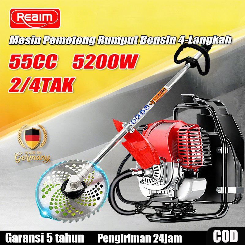 Mesin Potong rumput Gendong Samping REAIM 5200W Mesin Potong Rumput Gendong 2Tak/4Tak Kualitas tingg