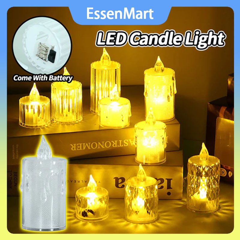 Lilin Led Kristal / Lilin Bahan Akrilik Kristal / Lilin Led Elektrik / Lilin Battery