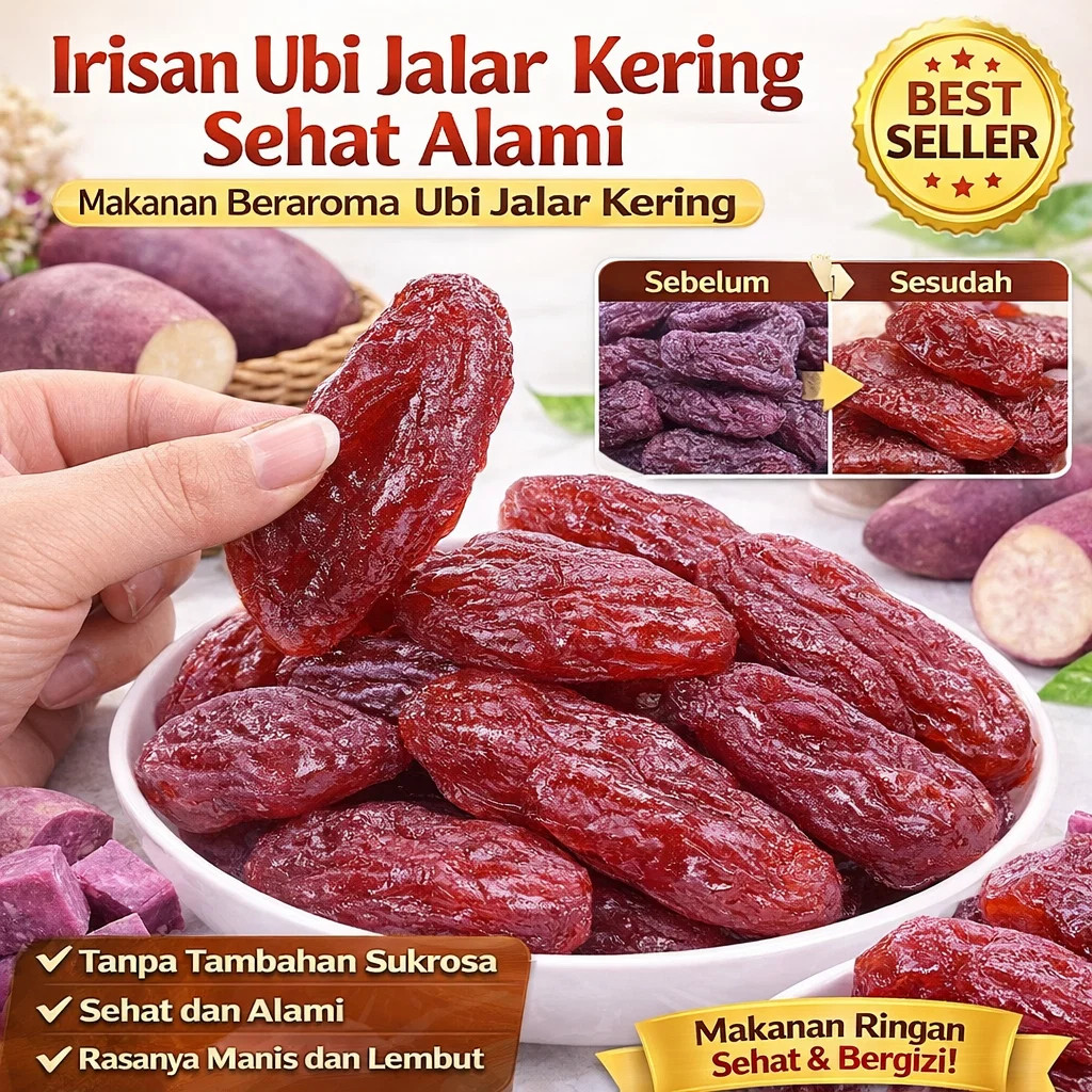 TOP Rendah Gula/Kenyal Lembut/Camilan Sehat JS- Ubi Ungu Manis Kukus Alami / Ubi Ungu/Ubi Jalar/Kuda