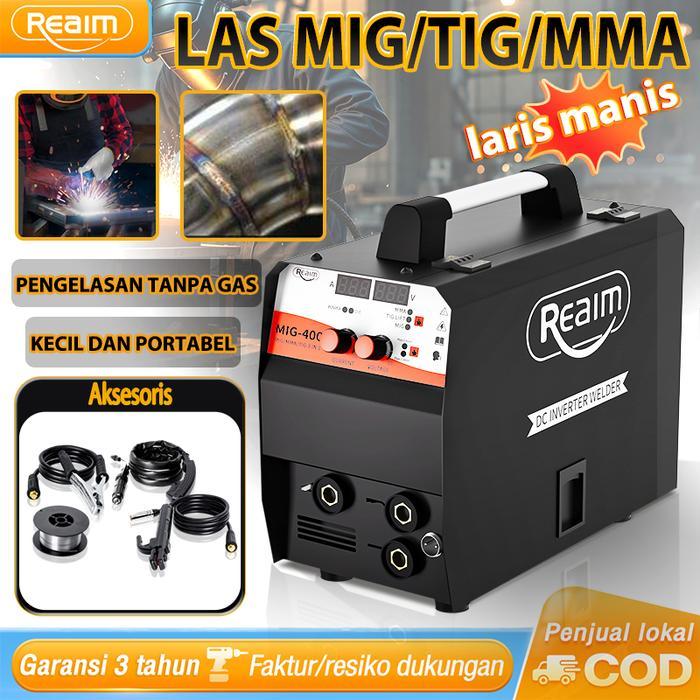 R34IM Mesin Las Inverter 3-IN-1 MIG-400 900W-1500W Listrik Portable untuk Las Baja Stainless Alumini