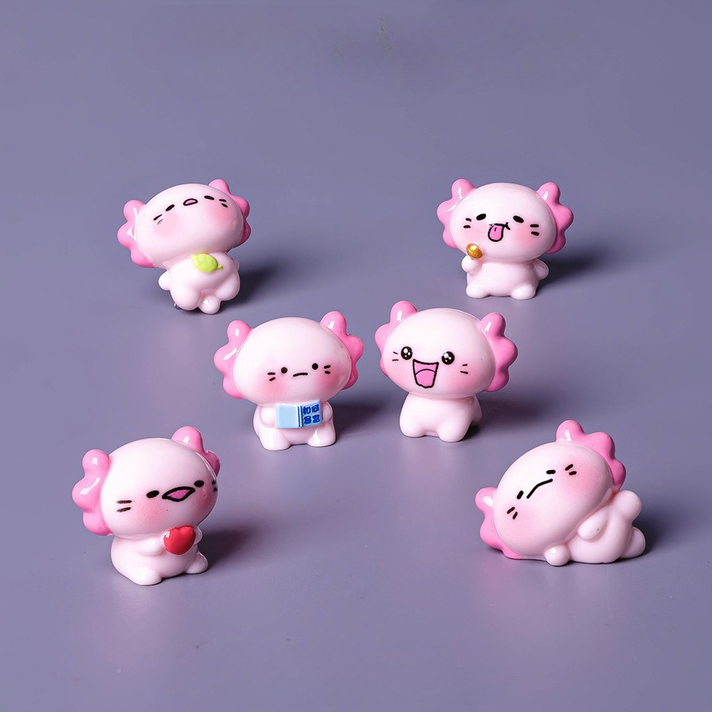 30pcs Mini Resin Pink Axolotl Miniature Cartoon Axolotl Ambystoma Tiny Animal Figures Ornament for Y