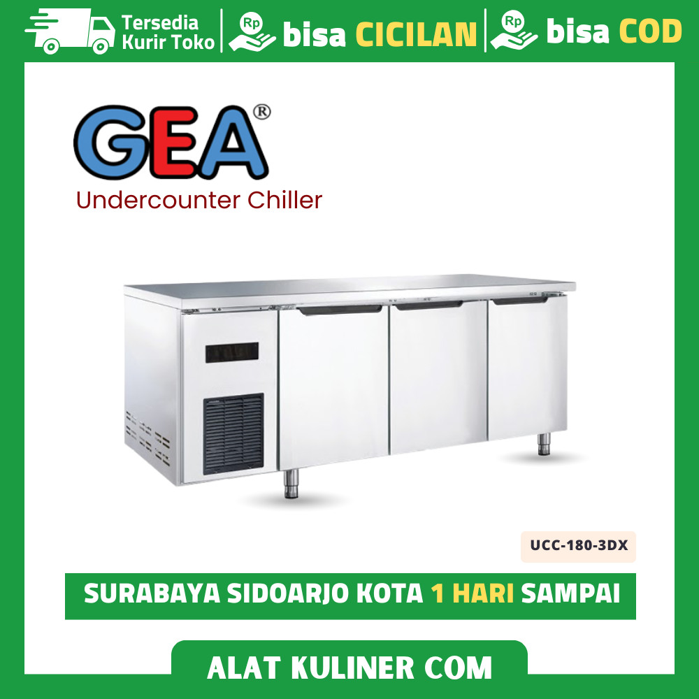 Undercounter Chiller Gea UCC-180-3DX Kulkas 3 Pintu Stainless Steel 304