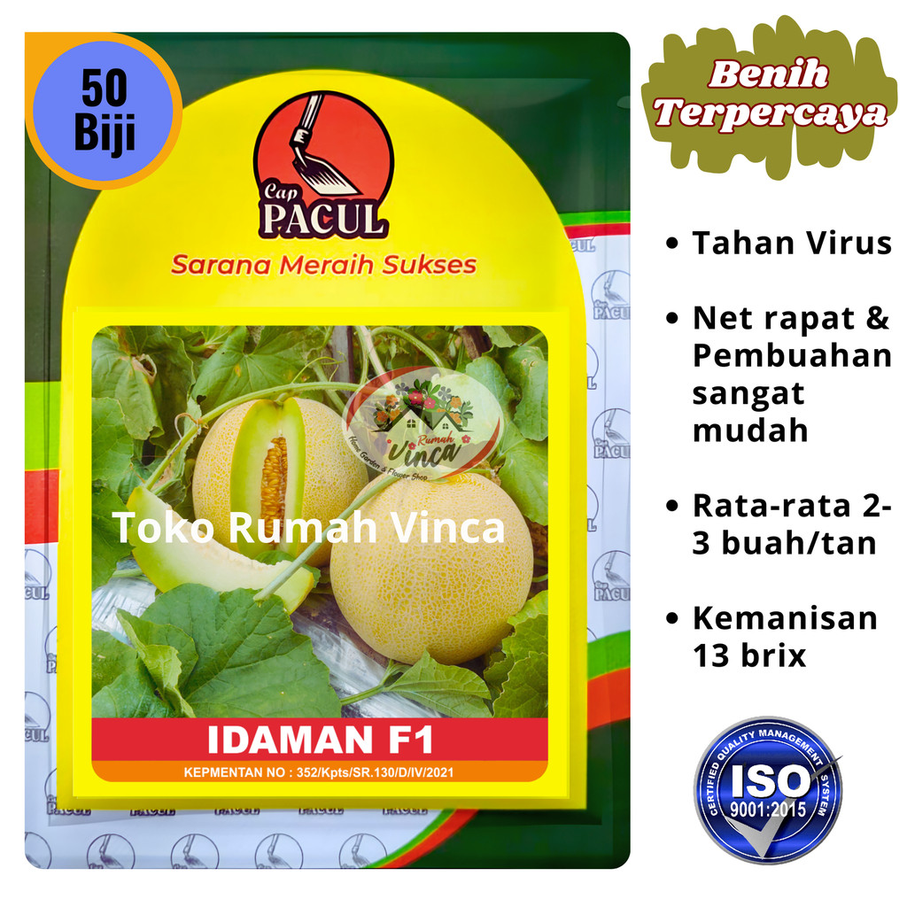 Benih Bibit Melon Madu Tahan Virus Kuning IDAMAN F1 50 Biji Cap Pacul Kujang