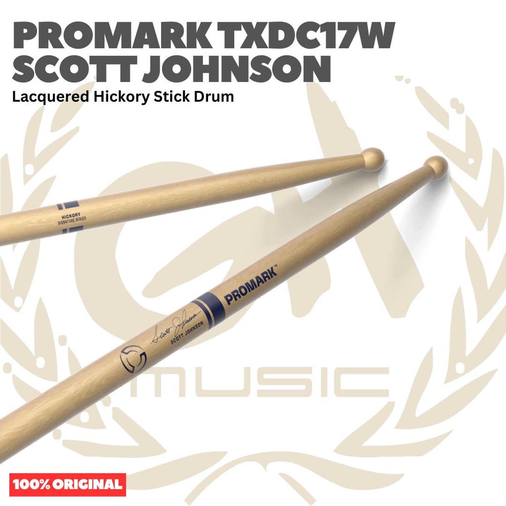 PROMARK DC17 Scott Johnson Lacquered Hickory Stick Drum - TXDC17W Stik Drum Original Asli