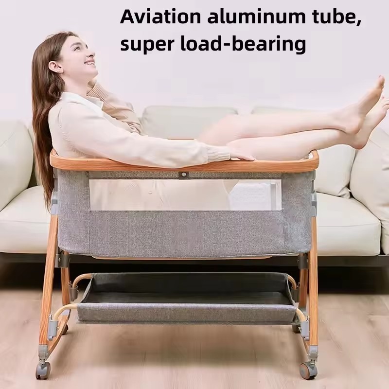 Baby bed splicing large bed newborn bb bed foldable portable mobile lifting diaper table cradle bed