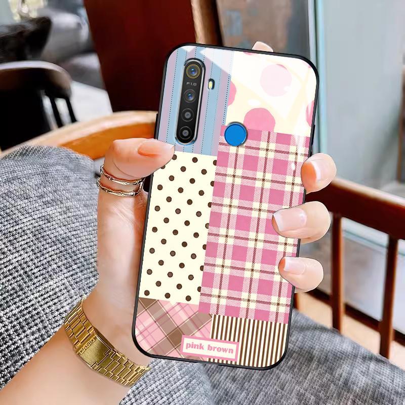 Glass Case For Realme 5 5i 5s 3 3i Pro 6i 7 7i 8 5G 8s 8i 12 Lite 2 Q Q3 Q3i U1 V13 Silikon Back Ani