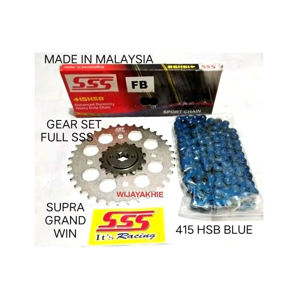 Gear Set FULL SSS 415 WIN / SUPRA X / FIT 100 / GRAND / LEGENDA / KEV Paketan Rantai SSS 415 HSB 120
