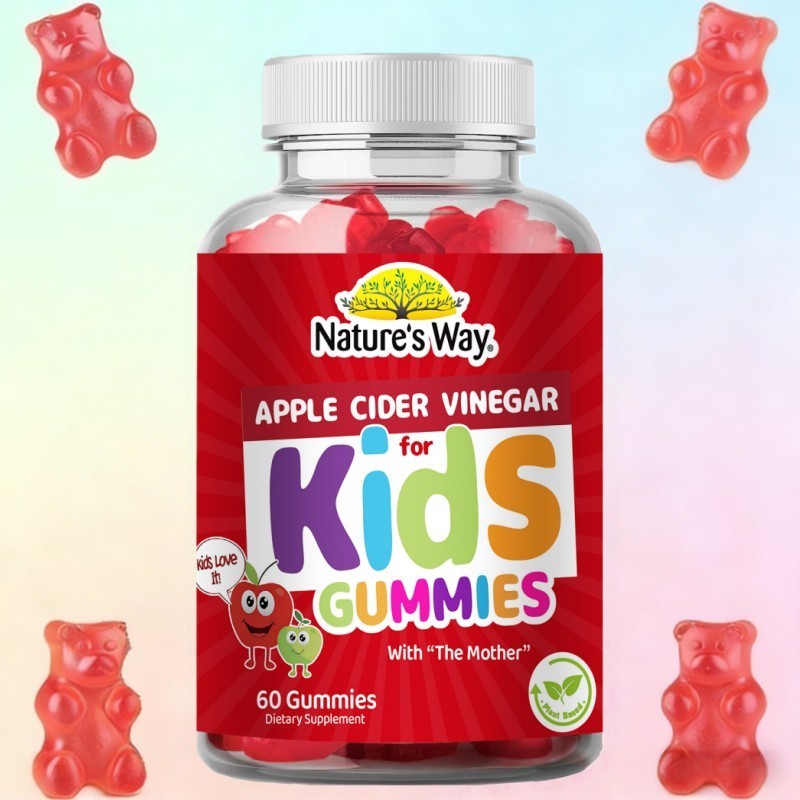Nature's Way Apple Cider Vinegar Gummy untuk Anak-Anak | Kaya akan Enzim Pencernaan & Antioksidan Al