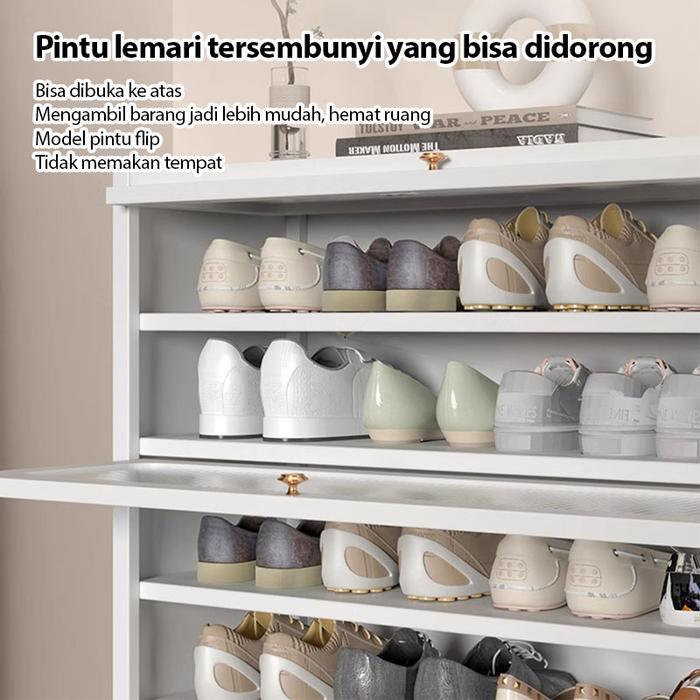 TETE_1 Baja Rak Sepatu Tertutup Lemari Penyimpanan Multi anti debu Lapis Lemari Sepatu Besar Pintu K